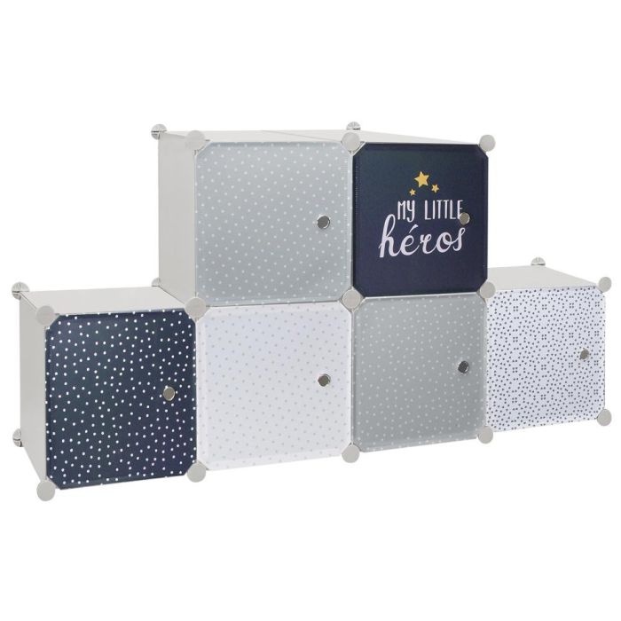 Home Deco Kids Estantería Modular 6 Cubos Azul para Jugar y Almacenar 63x32x95 cm 2