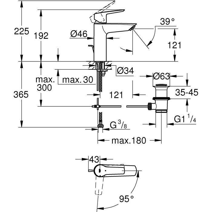 GROHE - Lavabo Monocommande Mequer - Tamaño M 4