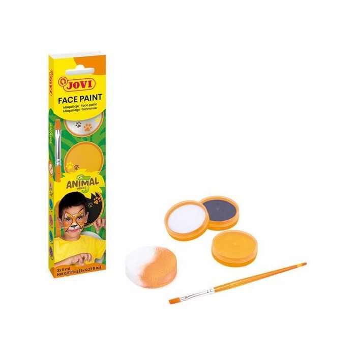 Jovi Estuche Maquillaje Crema Animals 3 Botes 8 mL con Accesorios (Esponja y Pincel)