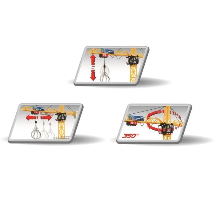 Dickie Toys Grúa Guiada por Cable 120cm Amarillo con Accesorios y Figura 4