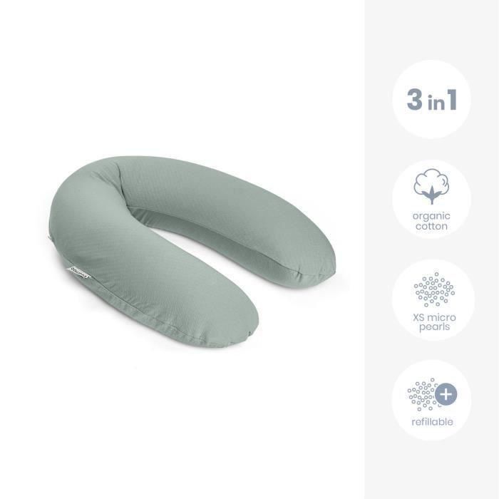 doomoo Buddy Almohada de maternidad y lactancia - Comodidad óptima para mamá y bebé, Tetra Jersey Green 4