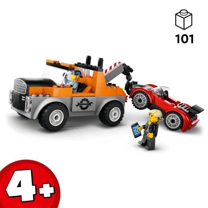 LEGO City 60435 La grúa y el coche deportivo, juego de construcción para niños de 4 años 1