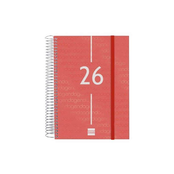 Finocam Agenda Espiral E10-155x212 mm Tapa PP Rojo 2026