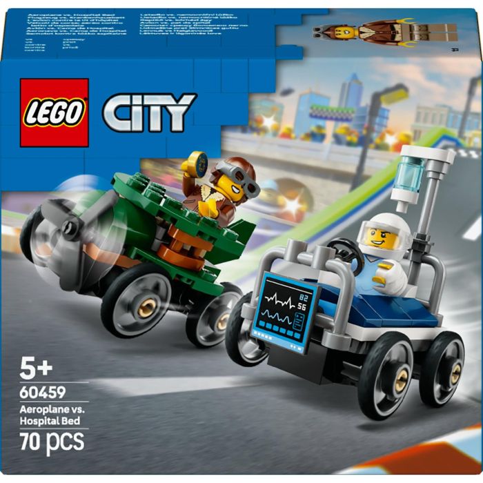 Lego Juego de Construcción City Great Vehicles Coches de Carreras: Avión vs Cama de Hospital, Edad +5 años