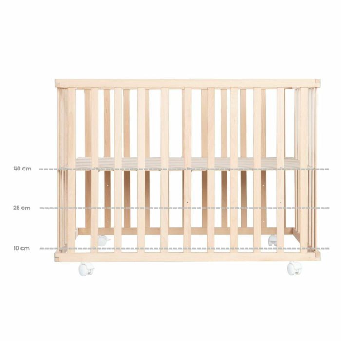 Roba Jumbotwins Parque para bebés de madera maciza natural, altura ajustable 3 niveles, con ruedas con freno, tapete patrón elefante incluido 2 Roba Jumbotwins Parque para bebés de madera maciza natural, altura ajustable 3 niveles, con ruedas con freno, tapete patrón elefante incluido 2