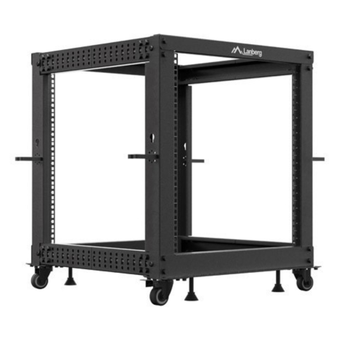 Lanberg OR01-6112-B Armario Rack Independiente 12U Negro, Carga 600 kg, con Ruedas