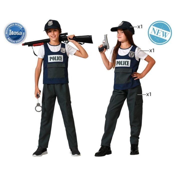 Disfraz Policia Chaleco Azul Niña Infantil 5-6 Años Disfraz Policia Chaleco Azul Niña Infantil 5-6 Años