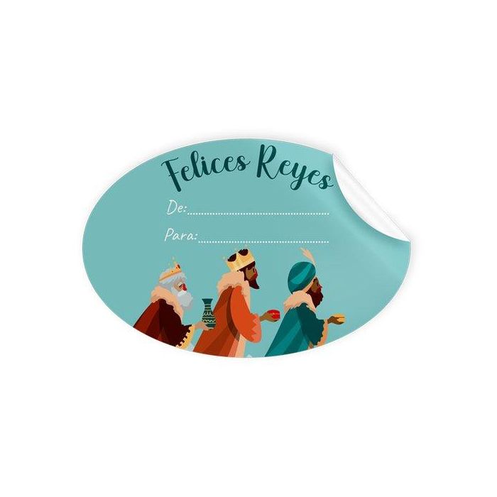 Etiquetas Regalo Adh. Rollo 250 Uds. Ovaladas 60X40 Navidad Felices Reyes