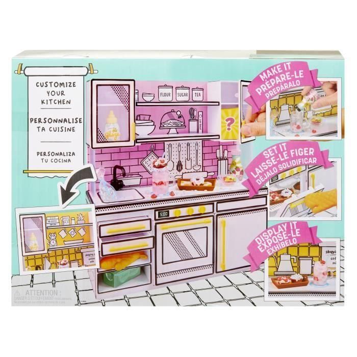 MGA's Miniverse - Make It Mini Kitchen - Cocina y 3 recetas incluidas - Lámpara UV horno, frigorífico y encimera 3