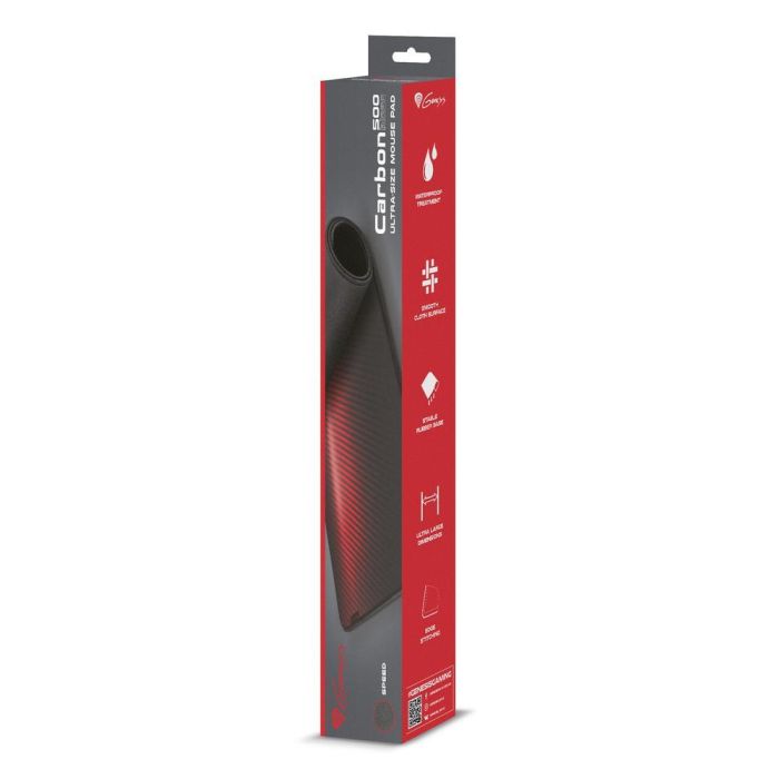GENESIS Carbon 500 Ultra Blaze Alfombrilla de Ratón para Juegos XL 110x45cm Impermeable, Bordes Cosidos, Antideslizante - Negro/Rojo 5