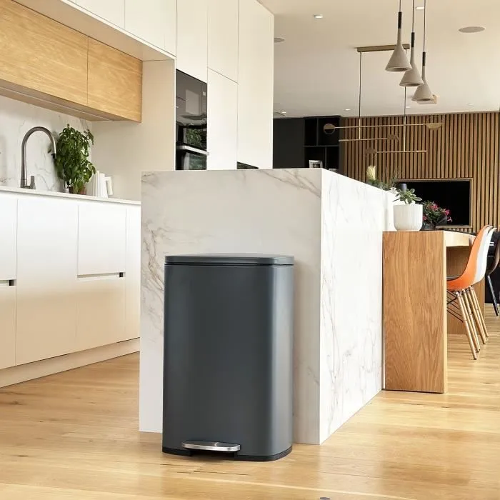 Kitchen Move Papelera de Cocina con Pedal KIT3666162006648 50L Diseño Acero Inoxidable Gris Mate 1