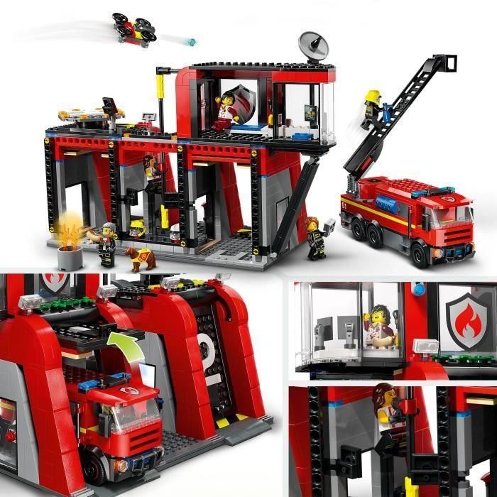 LEGO 60414 City Set de Construcción Estación de Bomberos y Camión de Bomberos con Figura de Perro y 5 Minifiguras 2