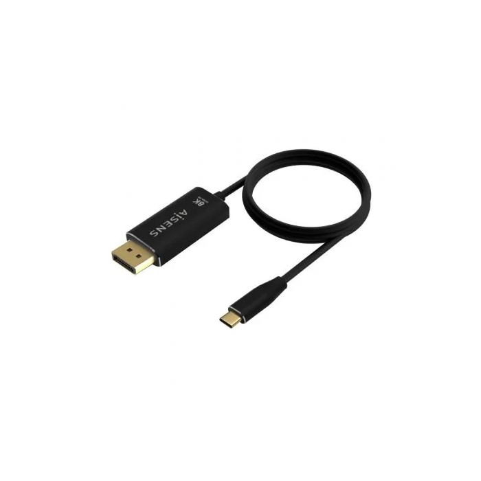 AISENS - CABLE CONVERSOR ALUMINIO USB-C A DISPLAYPORT 8K@60HZ, USB-C/M-DP/M, NEGRO, 0.8M 1
