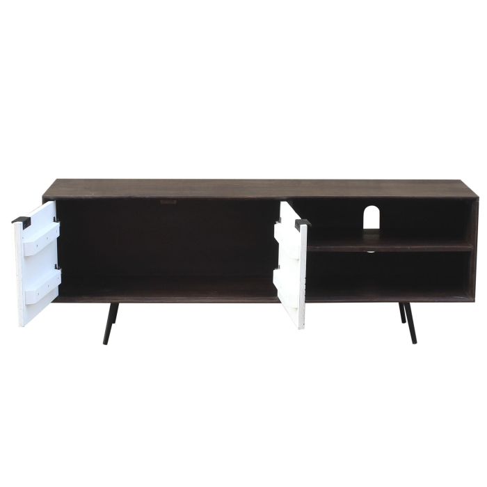 DKD Home Decor Mueble TV Moderno Marron Oscuro Blanco Mango 140x35x50 cm 2