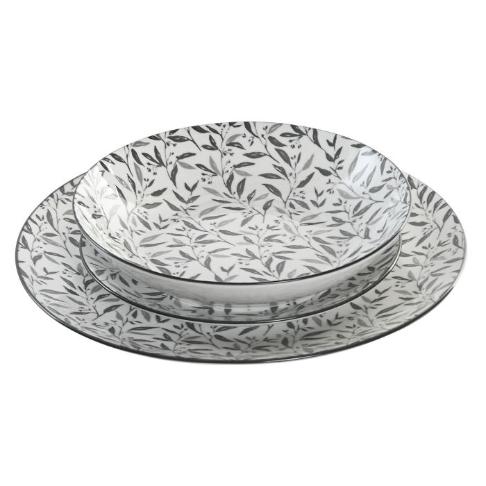 Vajilla Oriental DKD Home Decor Gris Claro 27 x 2 x 27 cm Set de 18 Vajilla Oriental DKD Home Decor Gris Claro 27 x 2 x 27 cm Set de 18