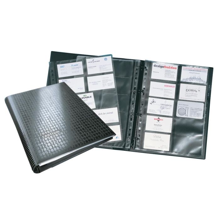 Tarjetero Durable Din A4 Visifix Centium 4 Anillas 20 Fundas Con Indice Alfabetico Para 400 Tarjetas De Visita 1