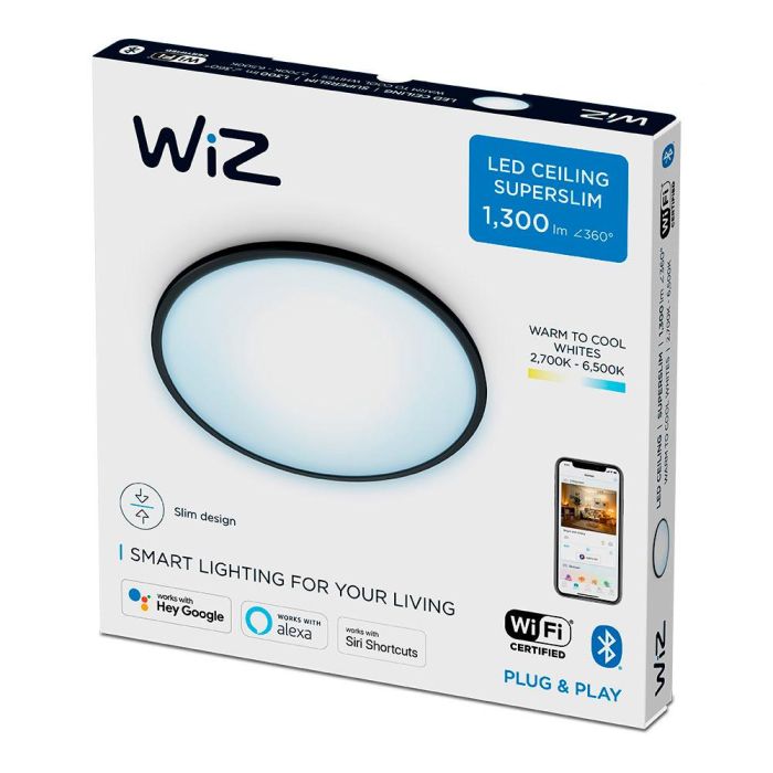 Plafon led wiz 14w 1300lm ø242mm marco negro philips 2