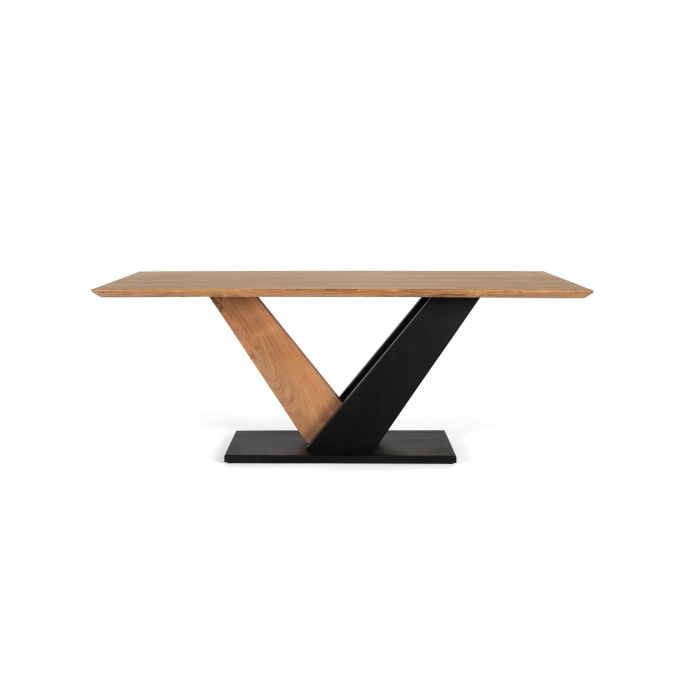 Giner y Colomer Mesa de Comedor Rectangular en Madera de Acacia Natural con Acabado Negro 0 Giner y Colomer Mesa de Comedor Rectangular en Madera de Acacia Natural con Acabado Negro 0