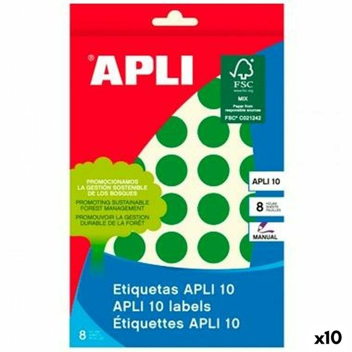 Etiquetas adhesivas Apli Verde Círculo 8 Hojas (10 Unidades) 0 Etiquetas adhesivas Apli Verde Círculo 8 Hojas (10 Unidades) 0