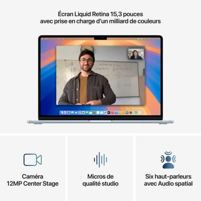 Apple MacBook Air M4 15,3" (2025), 16 GB de RAM, 256 GB de almacenamiento, CPU 10 núcleos, GPU 10 núcleos, Azul Cielo MC7A4FNA 2 Apple MacBook Air M4 15,3" (2025), 16 GB de RAM, 256 GB de almacenamiento, CPU 10 núcleos, GPU 10 núcleos, Azul Cielo MC7A4FNA 2