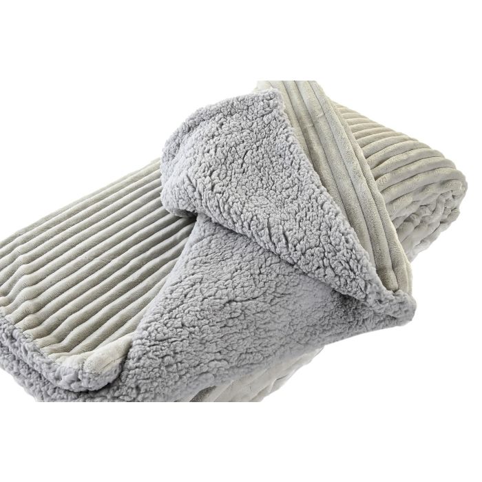 DKD Home Decor Manta Alpino Poliéster Borreguito Gris Oscuro 200x150 cm 260 gsm 2