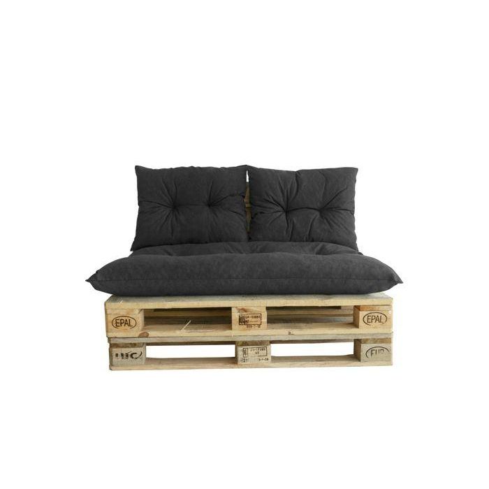 Jardín Privado Kit Palet Clásico Colchón Pizarra 120x80x10cm + 2 Cojines Respaldo 45x55x14cm Hidrófugo Espuma Reciclada Jardín Privado Kit Palet Clásico Colchón Pizarra 120x80x10cm + 2 Cojines Respaldo 45x55x14cm Hidrófugo Espuma Reciclada