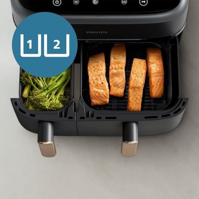 Freidora sin aceite - PHILIPS - NA352/04 - 9L - Doble cesta - Pantalla táctil + Accesorios - Negra 2 Freidora sin aceite - PHILIPS - NA352/04 - 9L - Doble cesta - Pantalla táctil + Accesorios - Negra 2