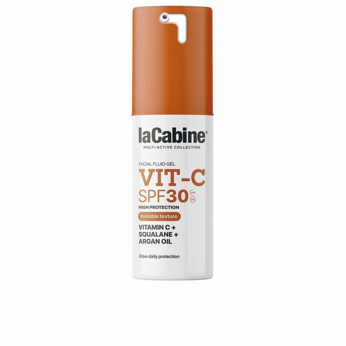 La Cabine VIT-C Invisible Facial Fluid Gel SPF30 30ml con Vitamina C, Escualano y Aceite de Argán para Brillo y Protección Solar