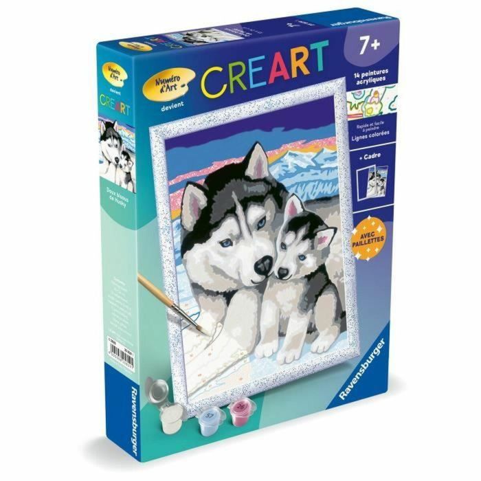 CreArt Kids - Kit de pintura por números "Besos de Husky" (18 x 24 cm), diseño de números, a partir de 7 años, 25829, Ravensburger CreArt Kids - Kit de pintura por números "Besos de Husky" (18 x 24 cm), diseño de números, a partir de 7 años, 25829, Ravensburger