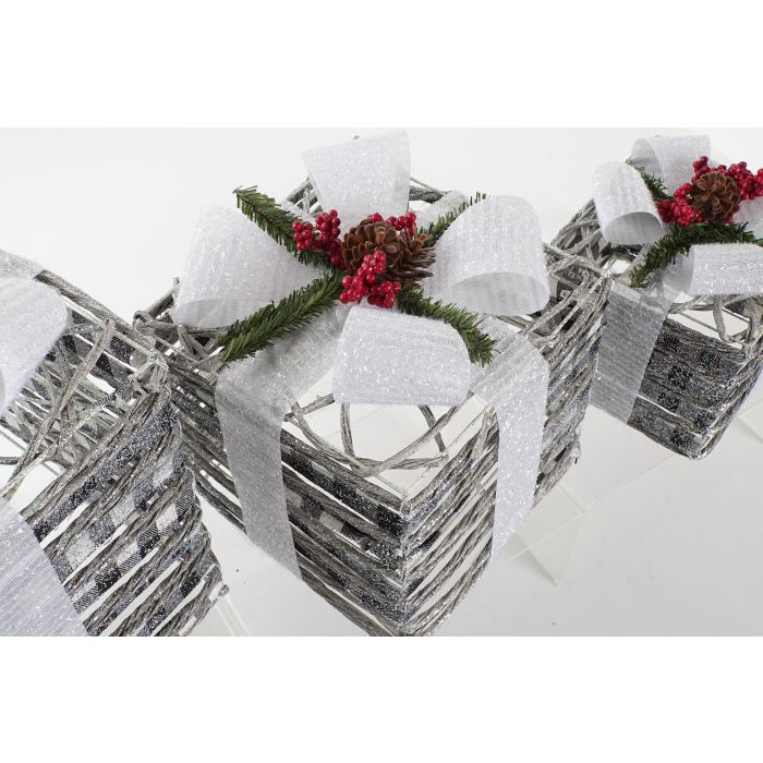 Regalo Navidad Alpina DKD Home Decor Blanco Plateado 25 x 29 x 25 cm Set de 3 2