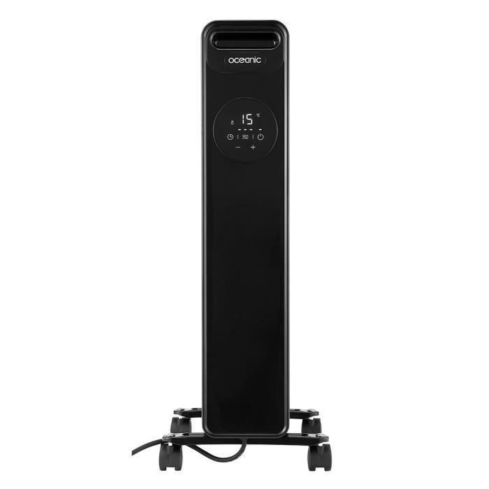 Calentador eléctrico en baño de aceite 1500W OCEANIC - 3 potencias - Termostato electrónico - Mando a distancia - Móvil - Negro 1 Calentador eléctrico en baño de aceite 1500W OCEANIC - 3 potencias - Termostato electrónico - Mando a distancia - Móvil - Negro 1