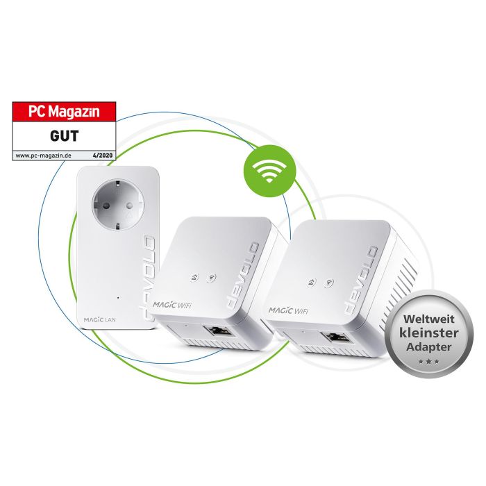 Devolo Magic 1 WiFi mini Adaptador Powerline Kit 1200 Mbps, WiFi 4 300 Mbps, 1 Puerto LAN, Blanco, Multiroom 2 Devolo Magic 1 WiFi mini Adaptador Powerline Kit 1200 Mbps, WiFi 4 300 Mbps, 1 Puerto LAN, Blanco, Multiroom 2