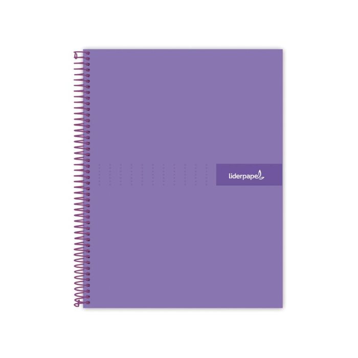 Cuaderno Espiral Liderpapel A4 Micro Crafty Tapa Forrada 120H 90 gr Cuadro 5 mm 5 Bandas 4 Taladros Color Violeta 1