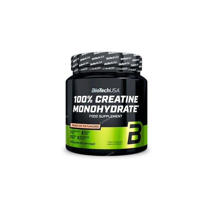 Biotechusa 100% Creatine Monohydrate 300G – Suplemento en Polvo Sabor Té Helado Melocotón