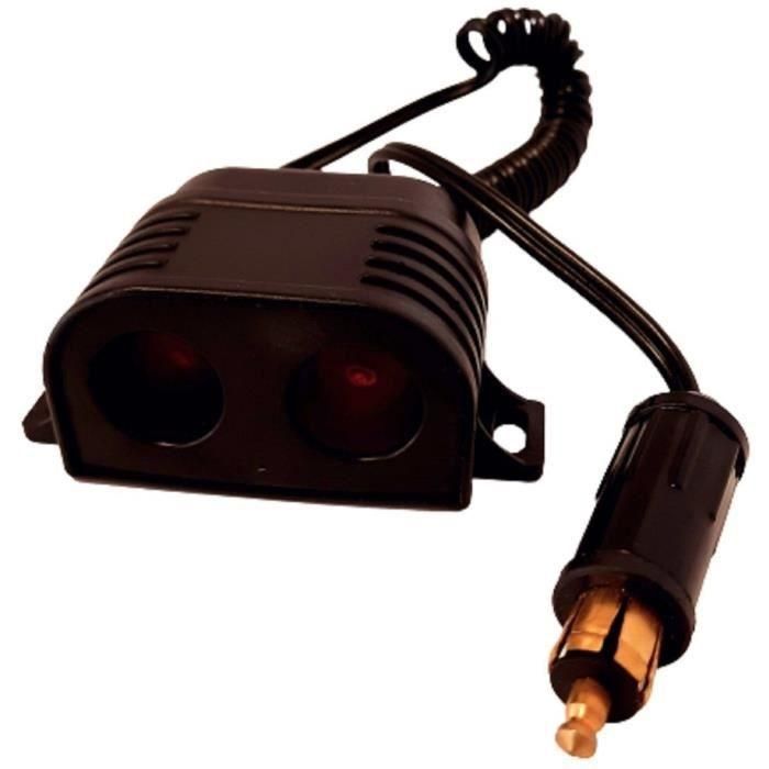 Toma de mechero doble 12/24V - HTC EQUIPMENT - Con fusible 10A Toma de mechero doble 12/24V - HTC EQUIPMENT - Con fusible 10A