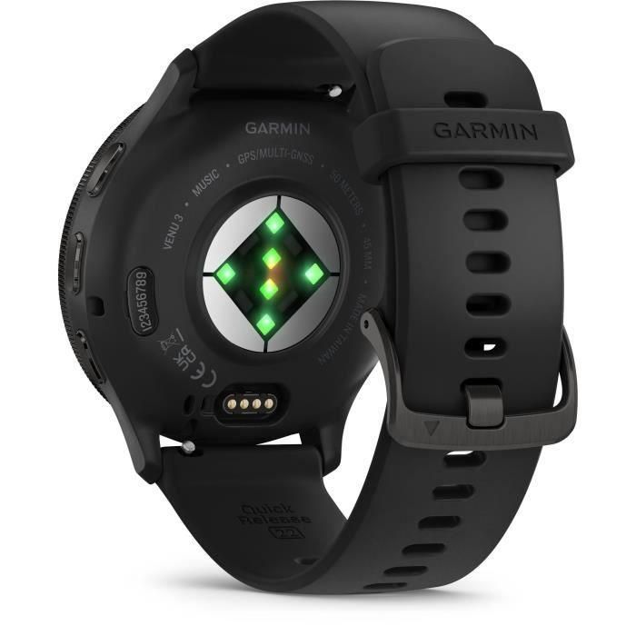 Reloj GPS conectado - GARMIN - Venu 3 - WiFi - 35,4 mm (1.4) - Acero gris, caja negra y correa de silicona negra 3 Reloj GPS conectado - GARMIN - Venu 3 - WiFi - 35,4 mm (1.4) - Acero gris, caja negra y correa de silicona negra 3