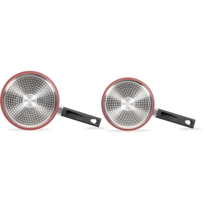 Livoo MEP154R Juego de 2 cacerolas antiadherente sin PFOA/PFOS con mango de silicona, apto para todo tipo de fuegos, inducción 2 Livoo MEP154R Juego de 2 cacerolas antiadherente sin PFOA/PFOS con mango de silicona, apto para todo tipo de fuegos, inducción 2