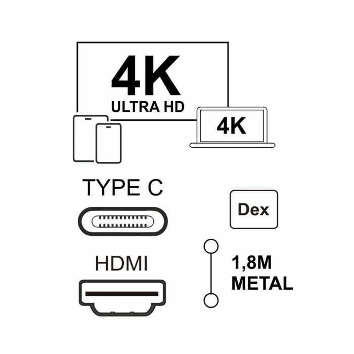 Cable USB-C a HDMI Silver HT LOGAN Negro 6