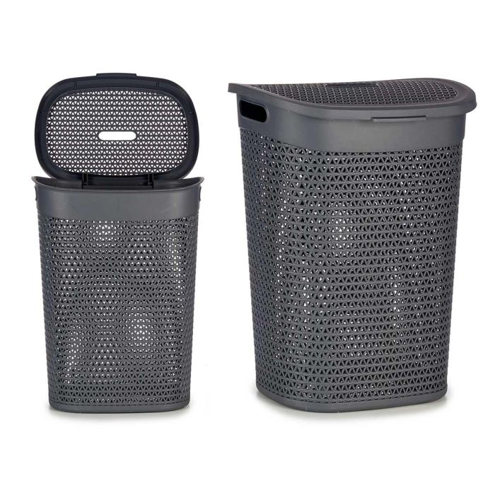 Cesto Ropa con Tapa 60L Antracita Kipit 43.5x57x34 cm (6 Unidades) Cesto Ropa con Tapa 60L Antracita Kipit 43.5x57x34 cm (6 Unidades)