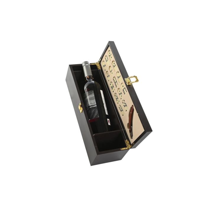 Set de Accesorios para Vino Home ESPRIT Marrón Madera MDF 36 x 11 x 12 cm 4