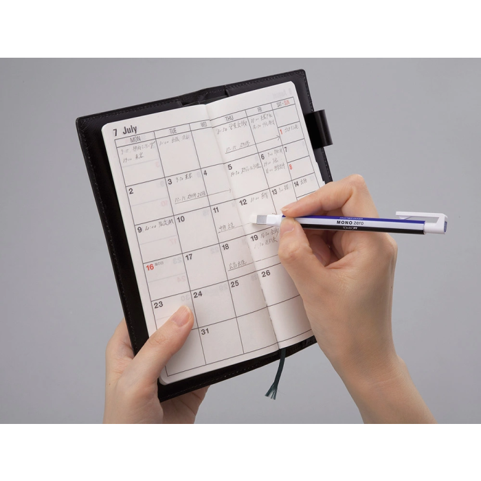 Tombow Portagomas Mono Zero Goma Rectangular 2.5x5 mm Blanco Azul y Negro 2