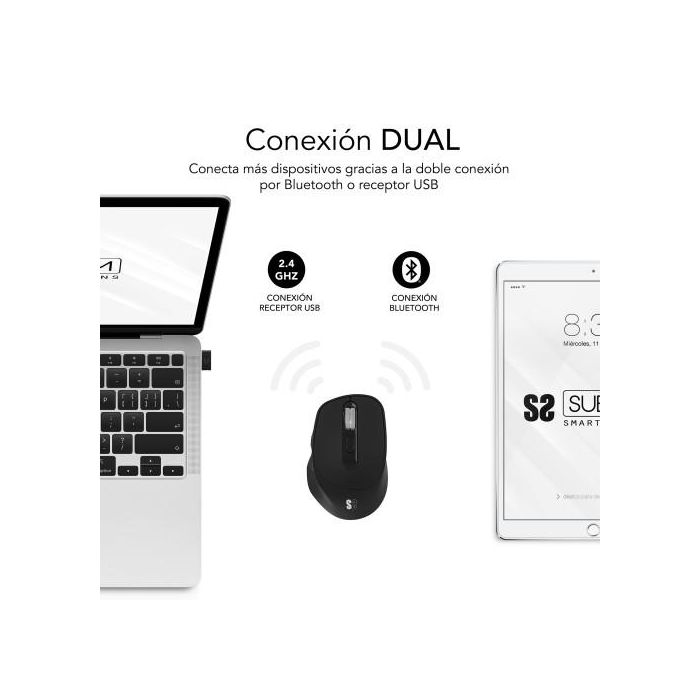 SUBBLIM COMFORT ERGO DUAL MOUSE BATTERY BLACK 1 SUBBLIM COMFORT ERGO DUAL MOUSE BATTERY BLACK 1