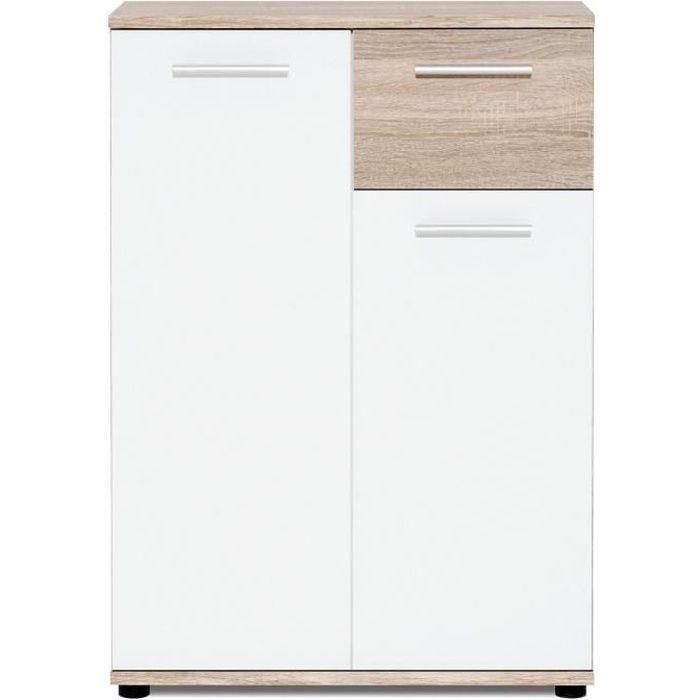 JACKY Clásico mueble blanco mate con decoración en roble - L 60 cm