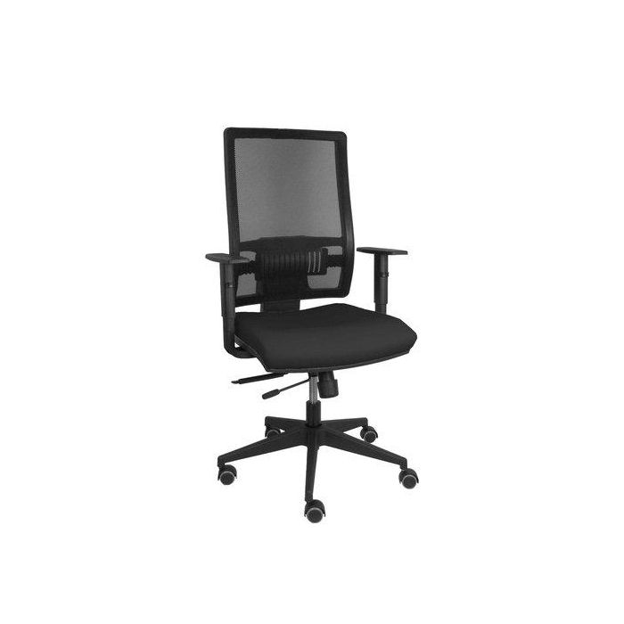 Silla Piqueras Y Crespo Horna Brazos Regulables Mecanismo Traslack Altura Y Apoyo Lumbar Regulable Rueda Parquet Respaldo Malla Negra Transpirable Y Asiento Tapizado Bali Negro