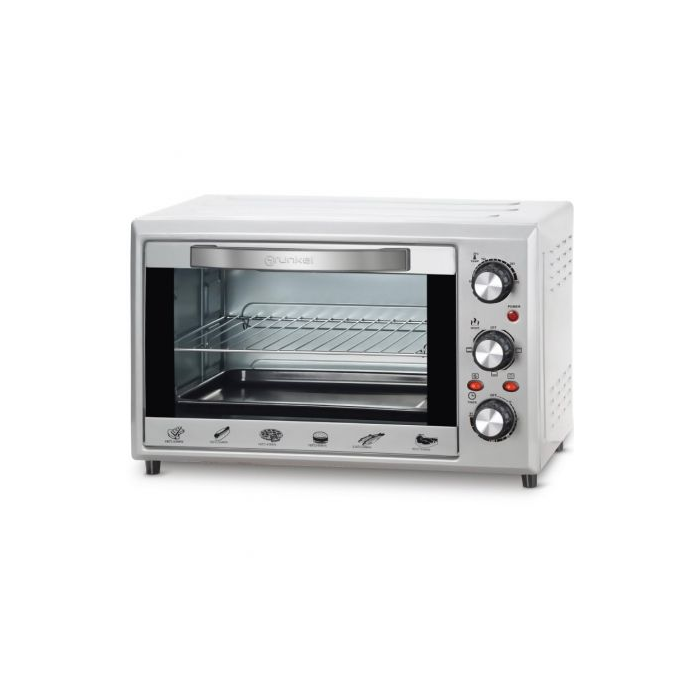 Grunkel Horno Eléctrico de Sobremesa HR-28SILVER, 28 Litros, 1600W, con Convección, 3 Modos de Cocción, Luz Interior, Temporizador 60 min, 230°C, Color Plata
