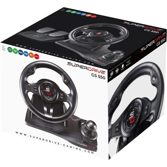 Subsonic Volante de Carreras GS550 con Pedales, Palanca de Cambios y Vibraciones - Multiplataforma 4