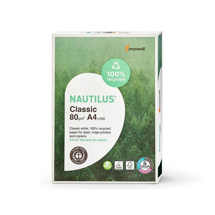 Papel Fotocopiadora Nautilus Din A4 80 gramos Paquete De 500 Hojas 100% Reciclado 1