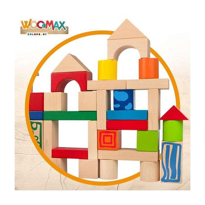 Color Baby Construcción con 50 Bloques de Madera en Cubo 13