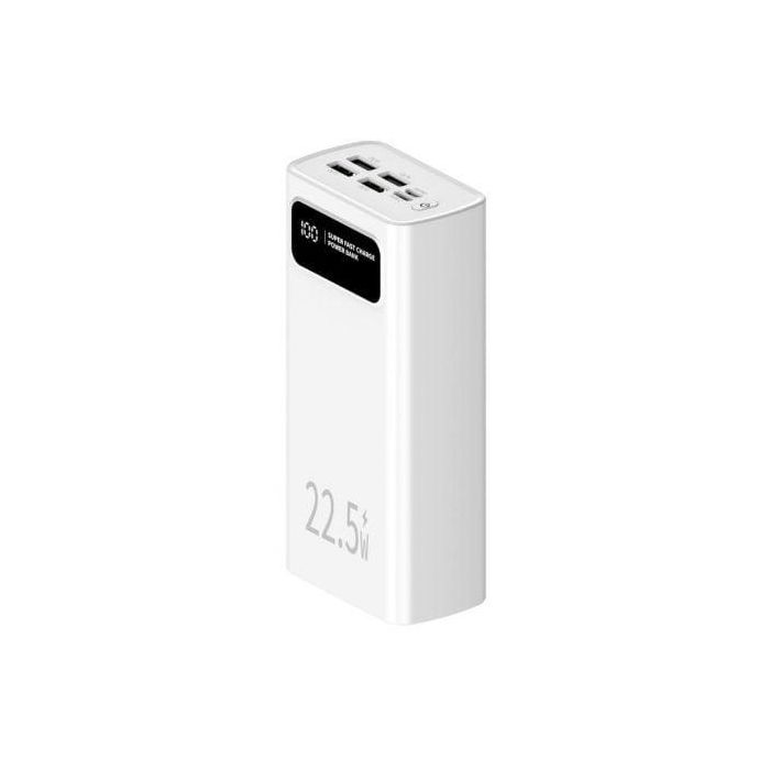 Leotec LEPOW30W22W Batería Externa Power Bank 30000 mAh 22.5W Carga Rápida PD QC SCP Múltiples Puertos Polímero Litio Pantalla Digital Blanco 2