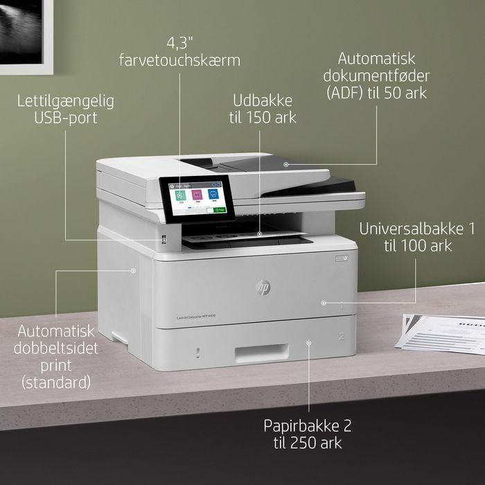 HP LaserJet Enterprise M430f Impresora Multifunción Láser Blanco y Negro, Imprime, Copia, Escanea y Envía Fax, A4, LAN, ADF 53